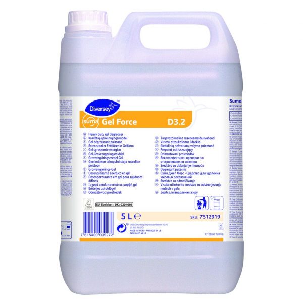 Suma Gel Force D3.2 2x5L - Högalkaliskt grovrengöringsmedel